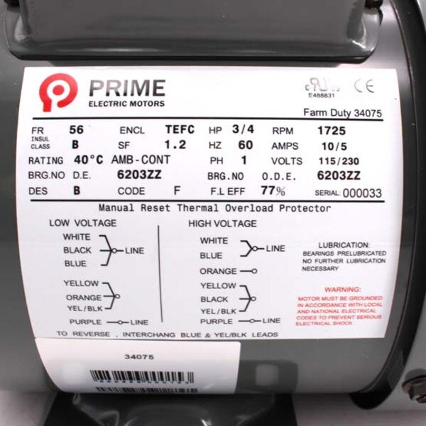 3/4 HP Prime Farm Duty Motor